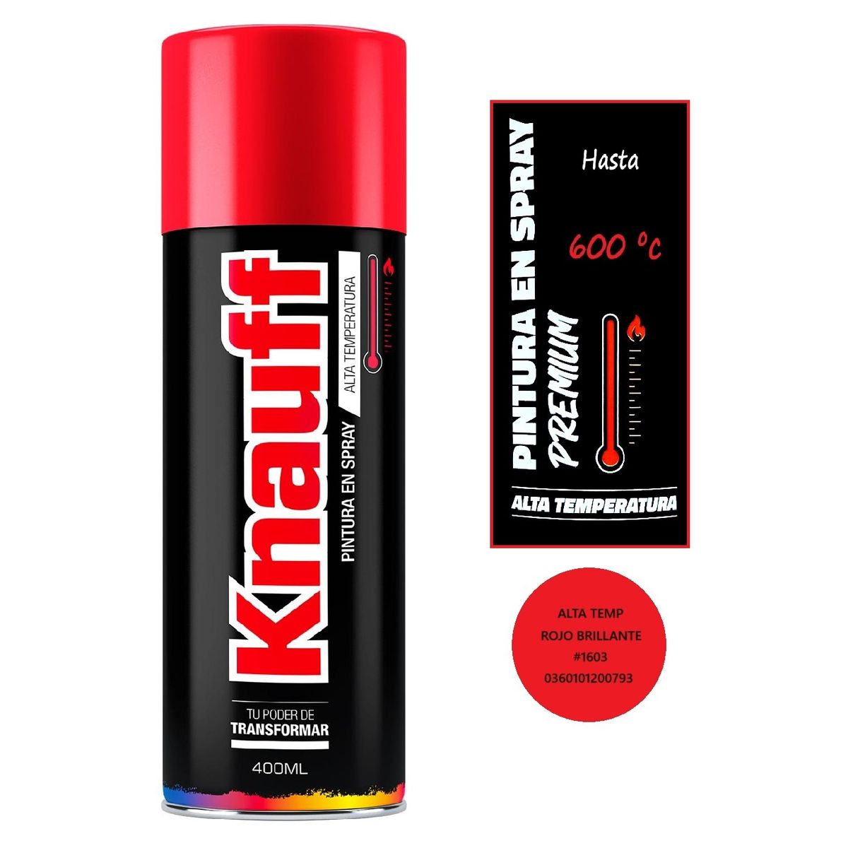 KNAUF - Pintura Spray Alta Temperatura Rojo Brillante 400ML KNAUFF