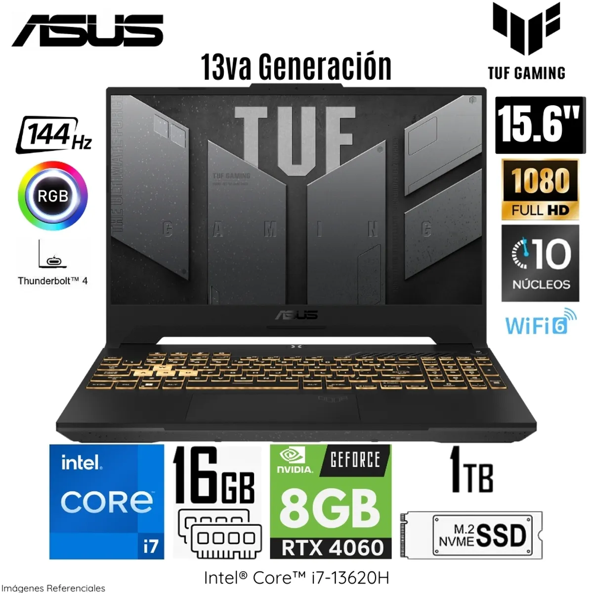 ASUS - Laptop Asus Tuf F15 Gaming FX507VV-LP142 Intel Core i7-13620H 16GB RAM 1TB SSD 15.6"  FHD RTX4060-8GB