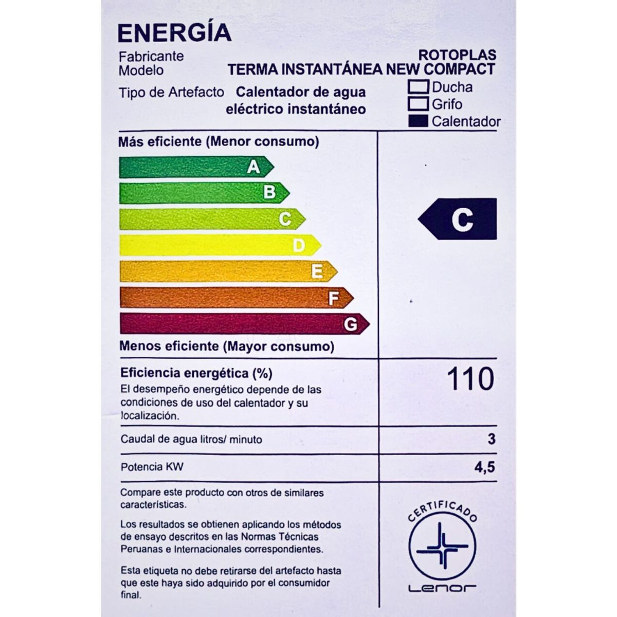ROTOPLAS - Rapiducha de Agua Eléctrico Digital Rotoplas