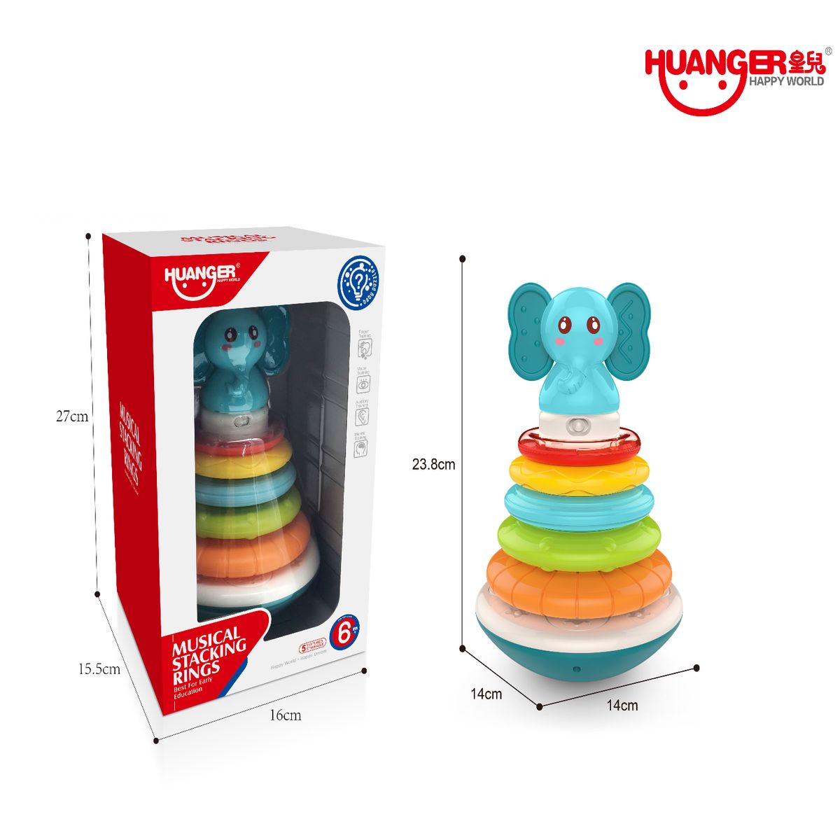 HUANGER - Juego de aros apilables musicales