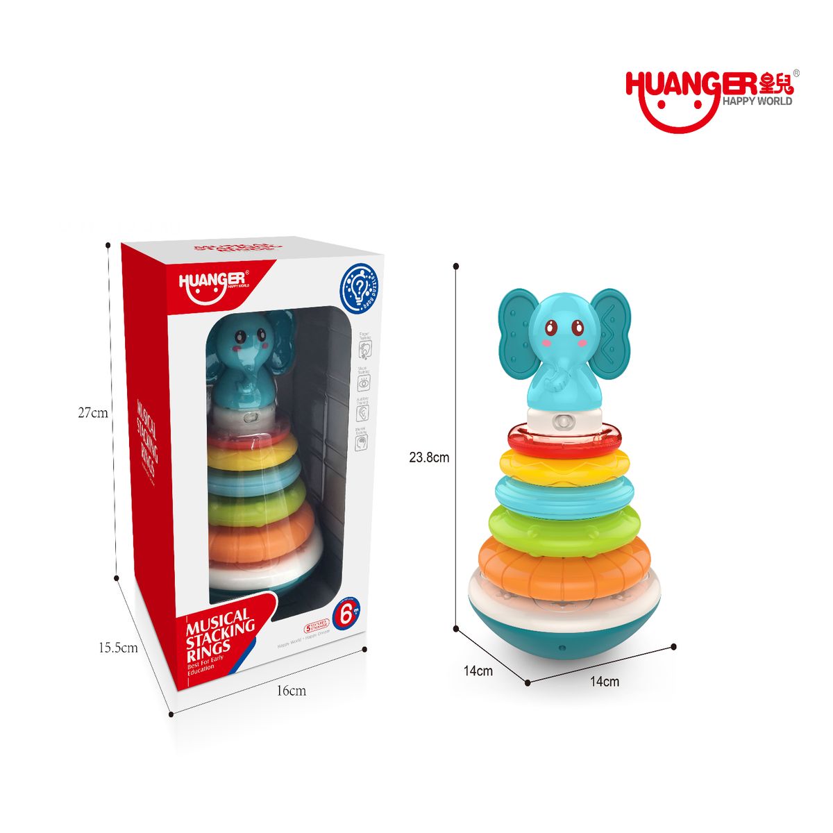 HUANGER - Juego de aros apilables musicales