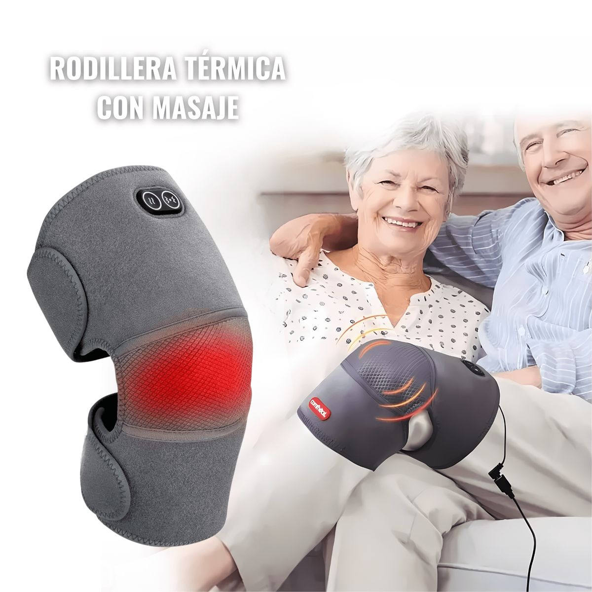 OEM - Rodillera alivia-dolores con calor y masaje + parches para piernas GRATIS