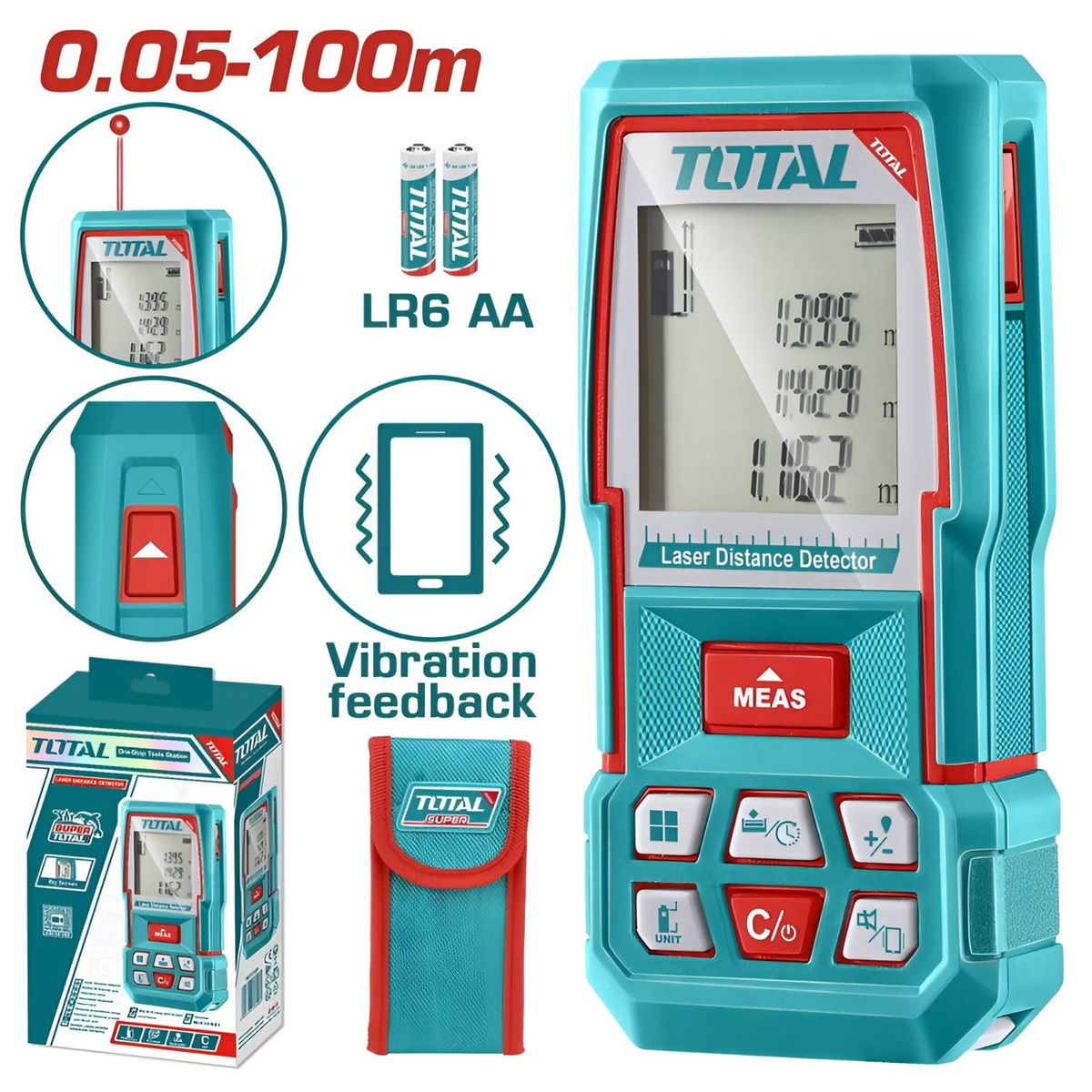 TOTAL TOOLS - Medidor De Distancia Laser De 100 Metros Total - TMT51036