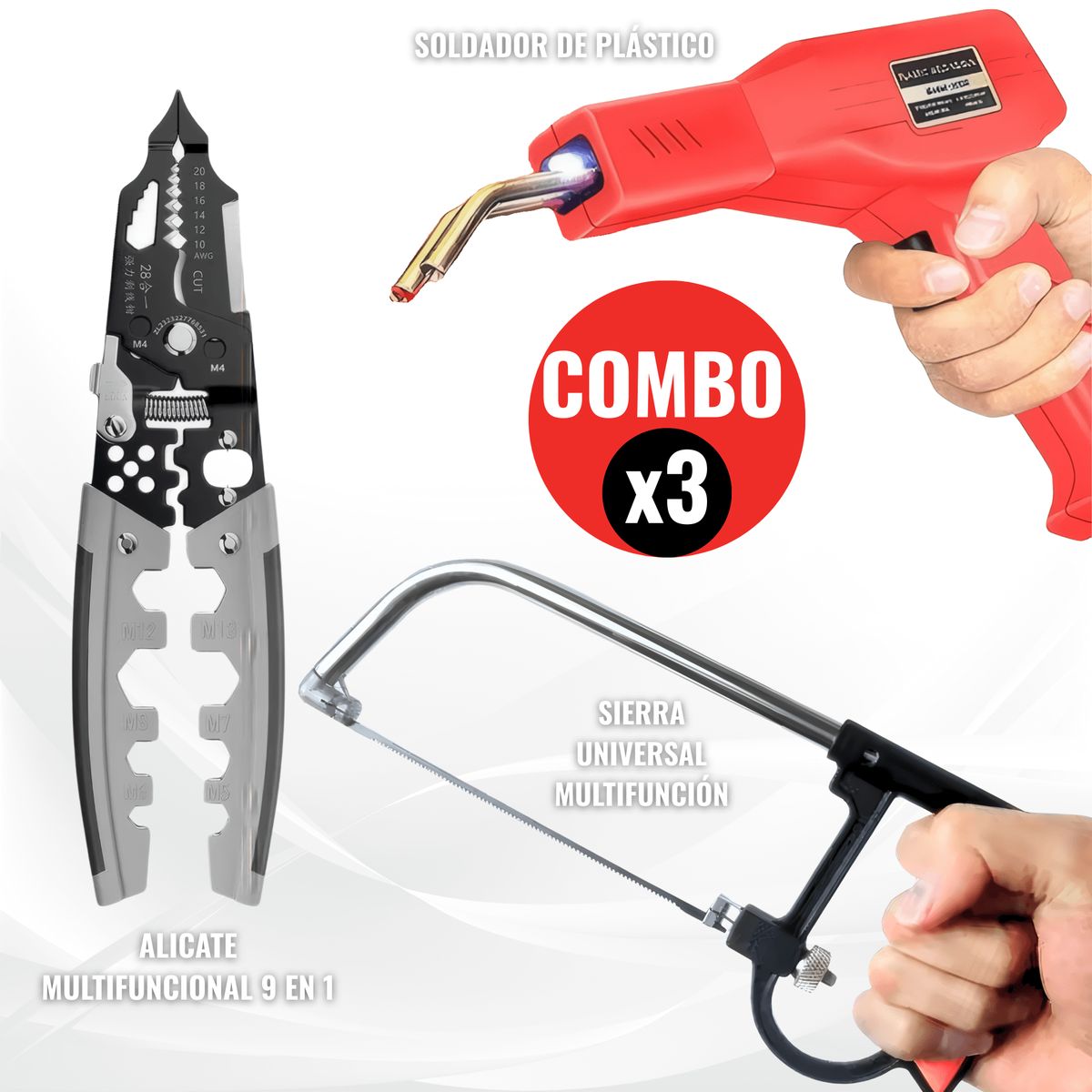 ROHS - Pack 3 en 1: Soldador Preciso, Sierra Versátil y Alicate Multiusos