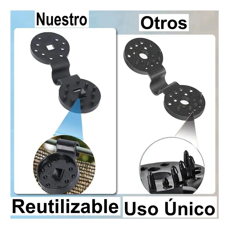 GENERICO - PACK X 50 CLIPS GANCHO PARA MALLA RASCHEL INVERNADERO 10 X 3.7 CM
