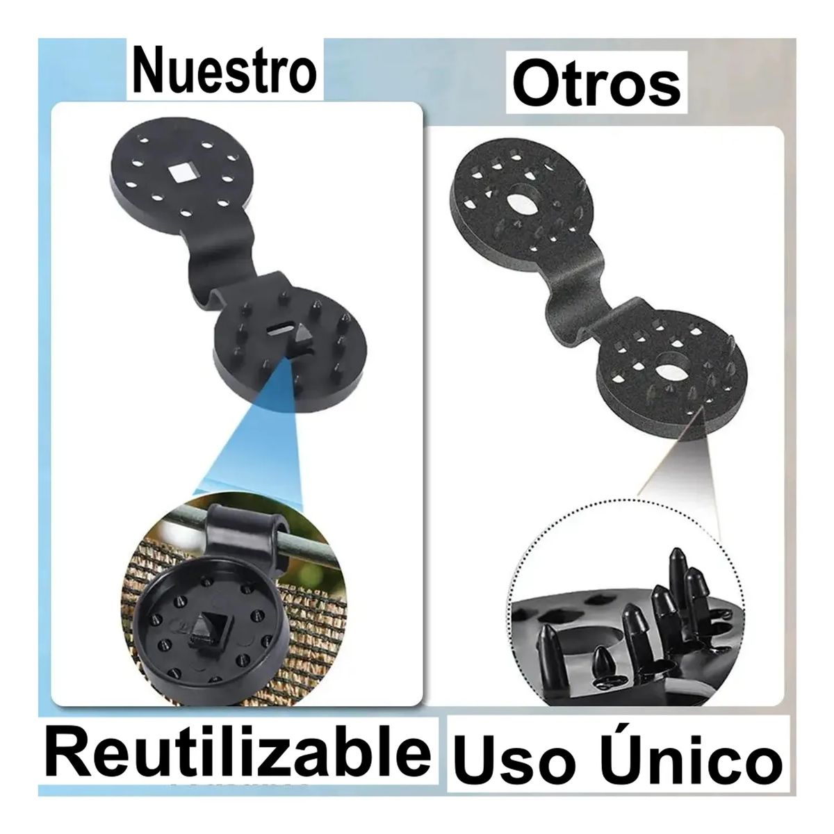 GENERICO - PACK X 20 CLIPS GANCHO SUJETADOR PARA MALLA RASCHEL GRANJA 10 X 3.7 CM