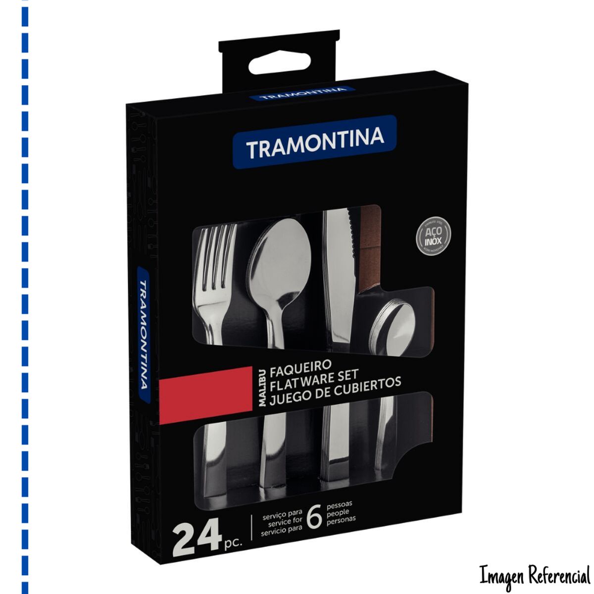 TRAMONTINA - Juego de Cubiertos Malibu de Acero Inoxidable 24 piezas