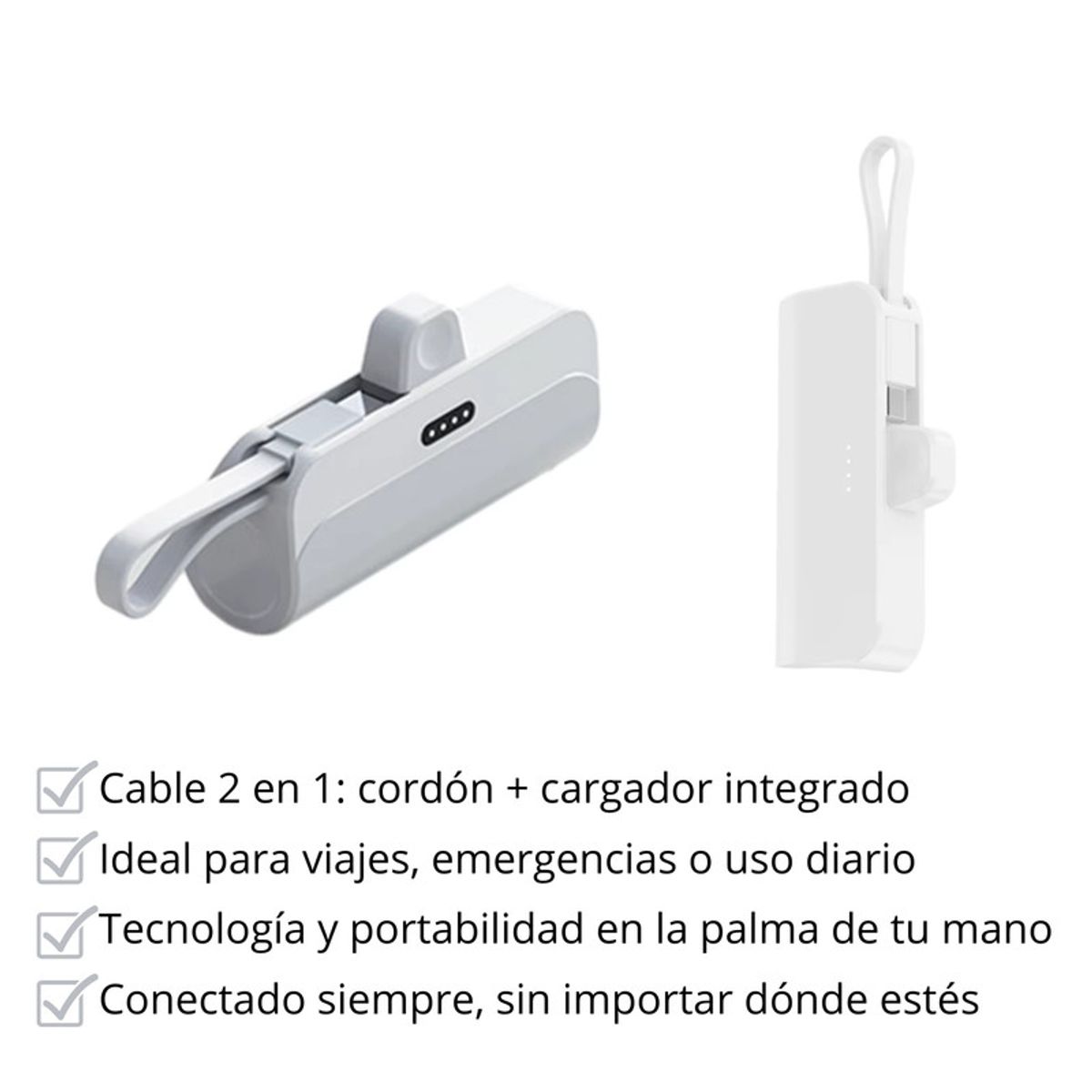 PENTHA - Cargador Portatil Banco de Energía 5000mAh 60W Carga Rápida MY-7394 Blanco