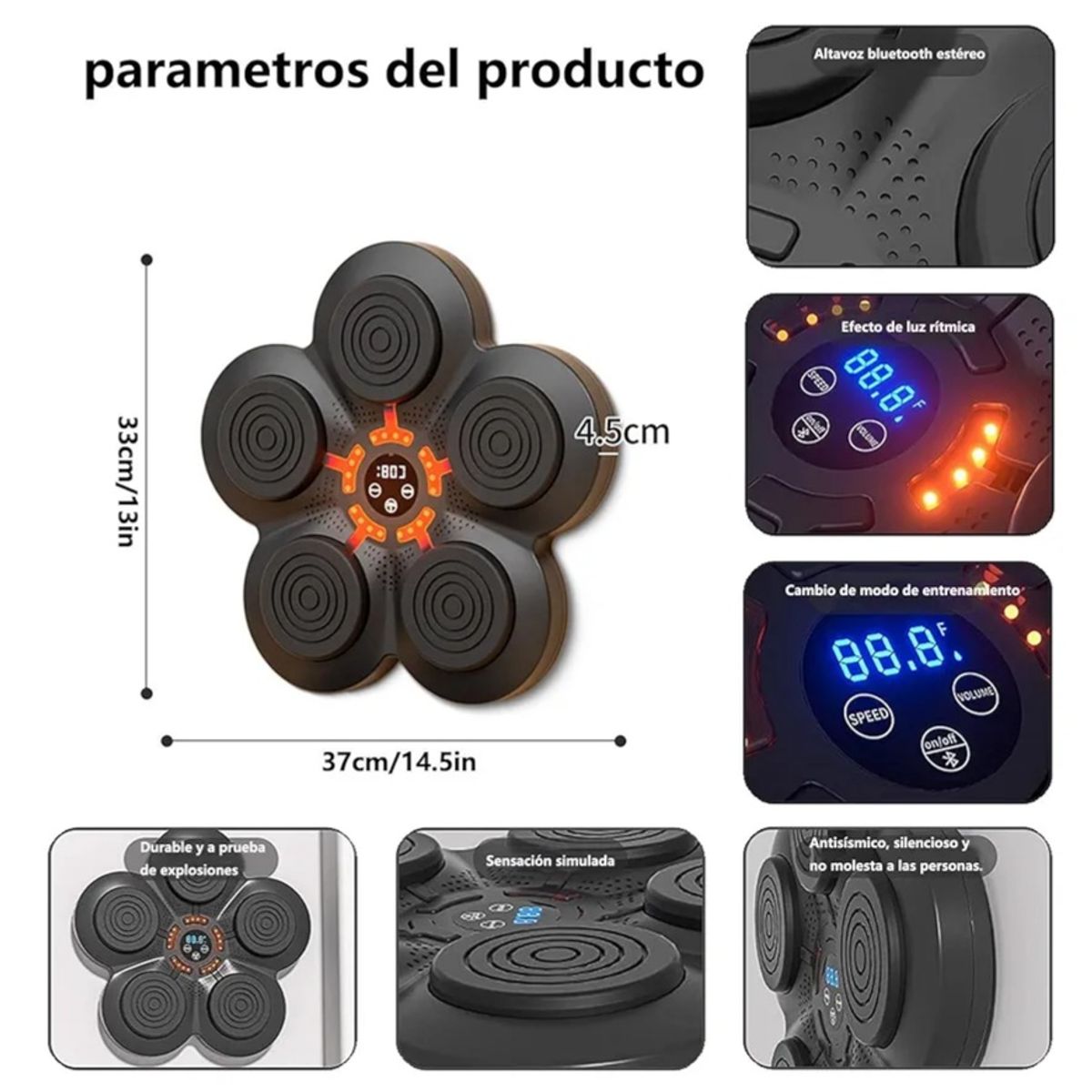 FIT - MAQUINA BOXEO SMART BLUETOOTH MUSICAL CON GUANTES