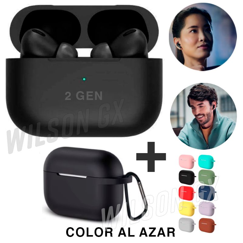 OEM - Case estuche de silicona + Audifono Bluetooth Negro Pro 2da Gen iph
