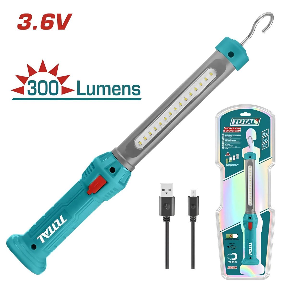 TOTAL TOOLS - Lampara Linterna de Mano a Batería Total-TWLI35261