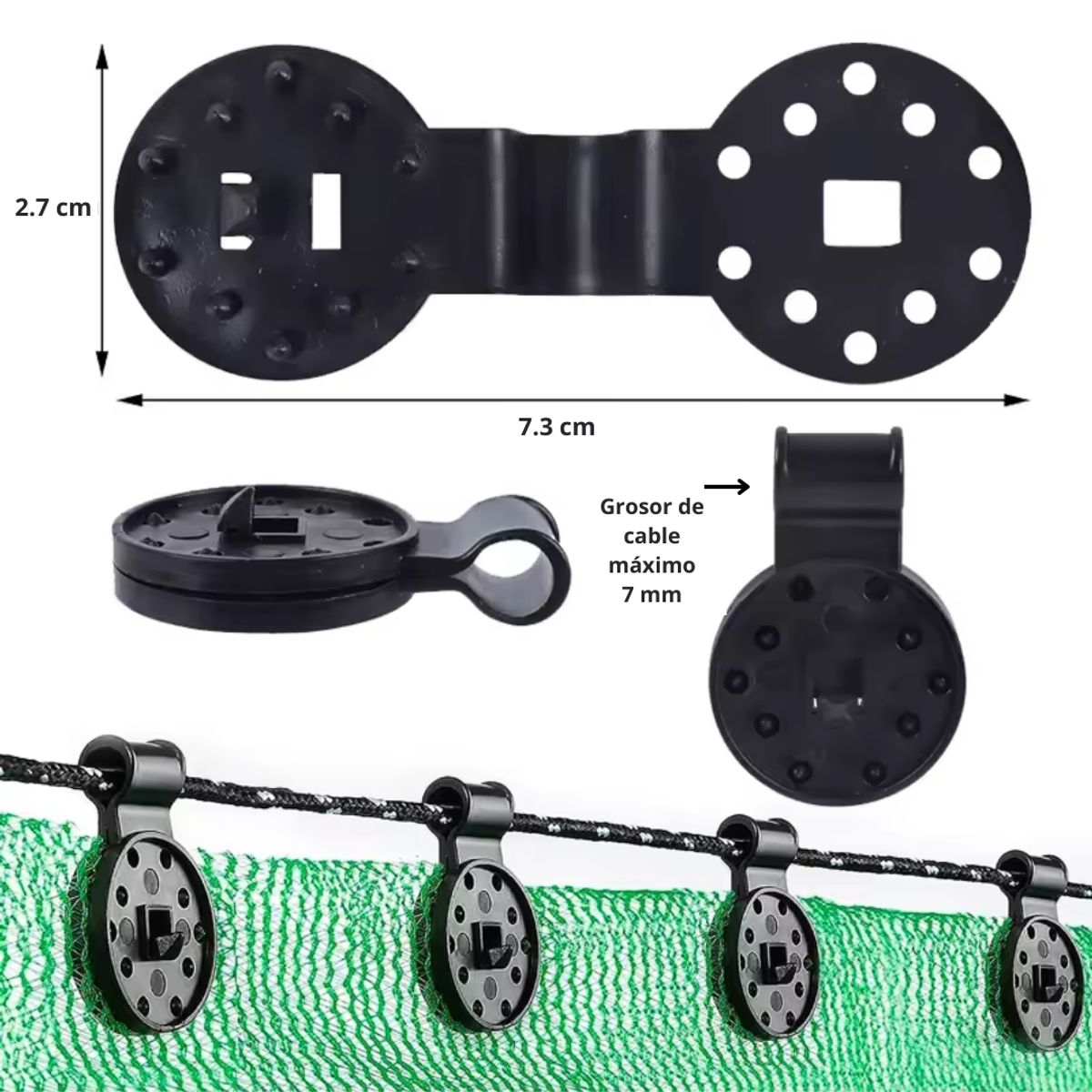 GENERICO - PACK X 30 CLIPS GANCHO BROCHE PARA MALLA RASCHEL 7.3 x 2.7 CM