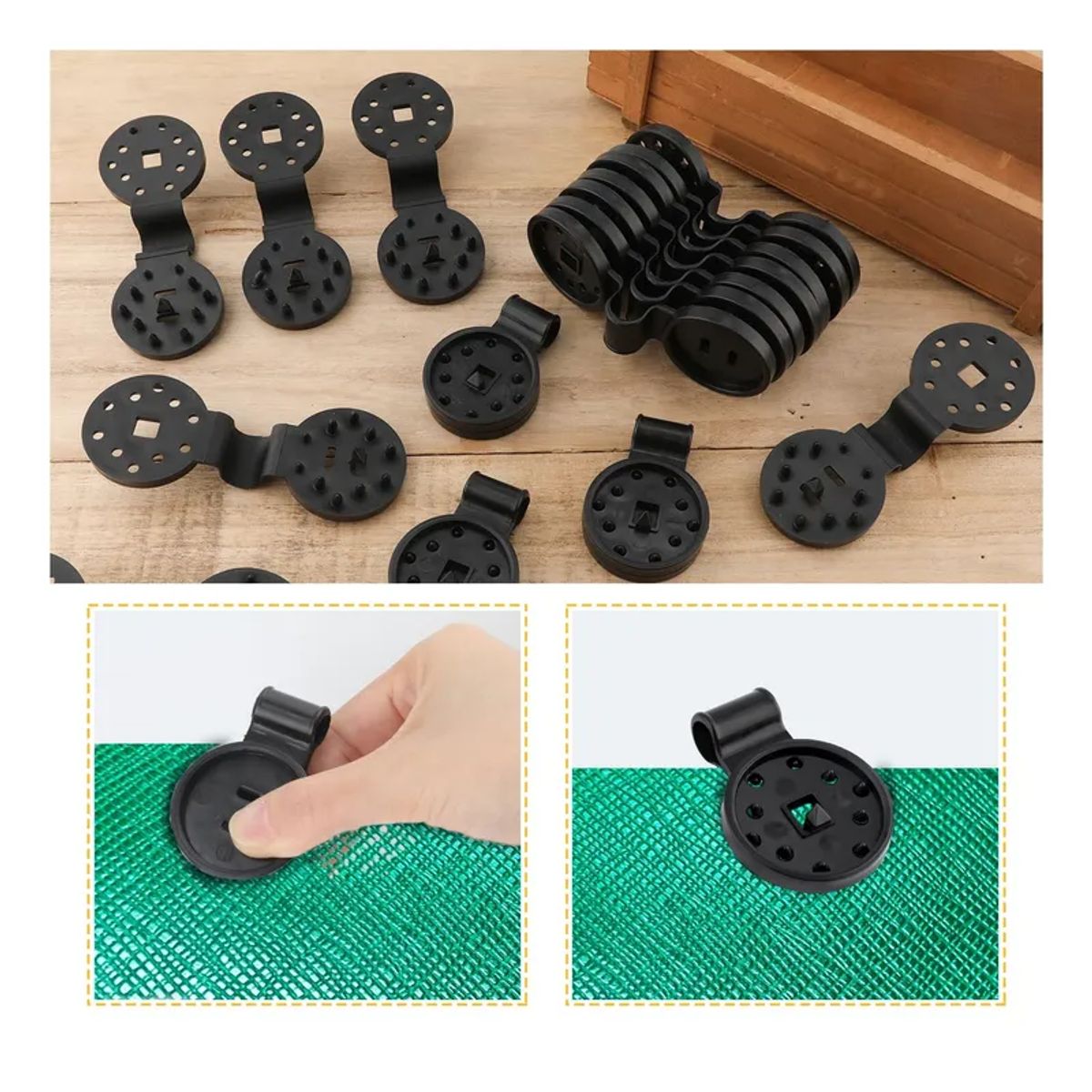 PACK X 30 CLIPS GANCHO PARA MALLA RASCHEL INVERNADERO 7.3 x 2.7 CM, marca GENERICO - Foto 2
