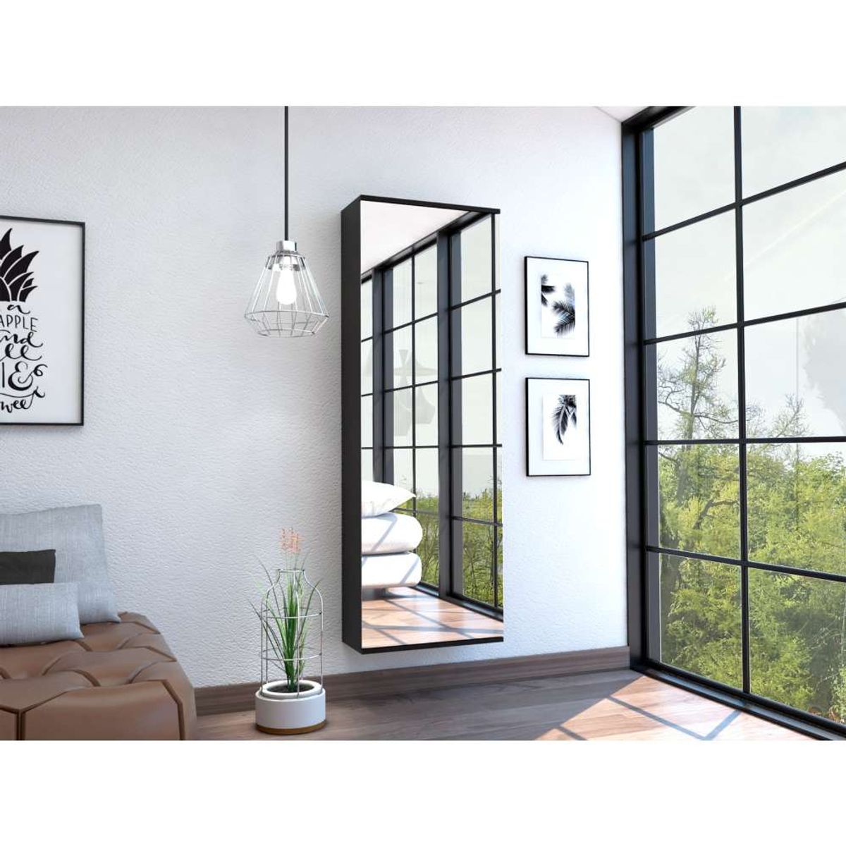 R&R MUEBLES - Zapatera Flotante Moderna Dae Negro Alto 138cm R&R MUEBLES