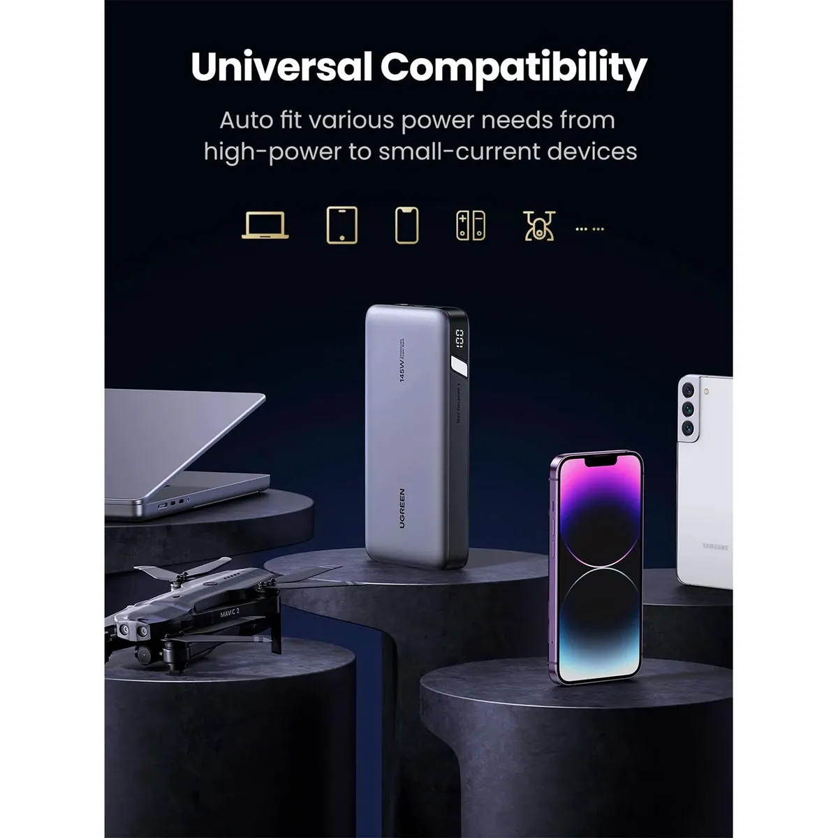 UGREEN - Powerbank Ugreen 25000mAh 3 Puertos 145W Carga Rapida PB205 90597A