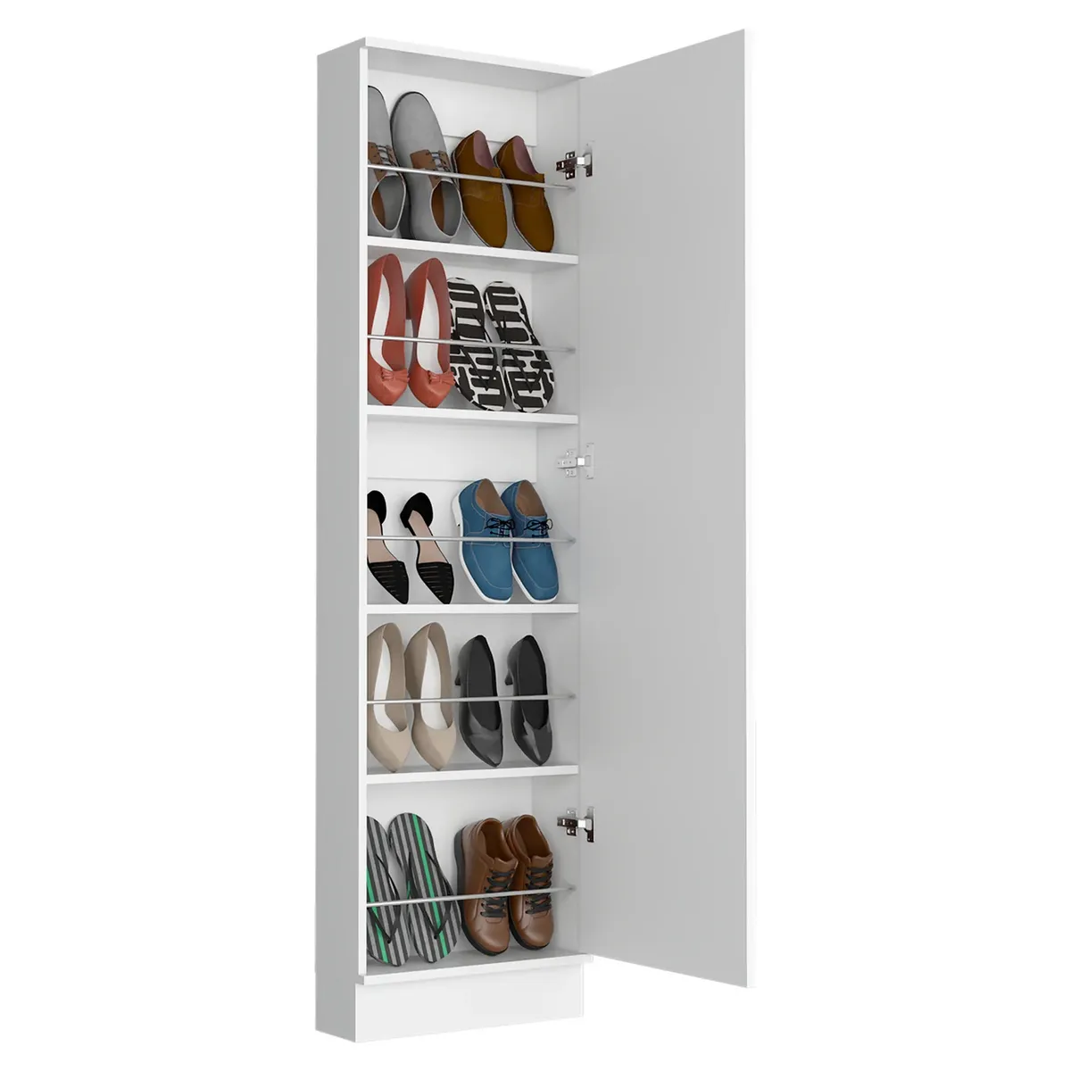 R&R MUEBLES - Zapatera Moderna con Espejo Jung Blanco Alto 170cm R&R MUEBLES