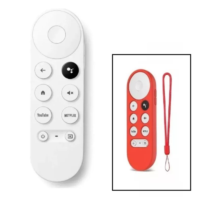 GENERICO - Control remoto generico para chromecast 4 google tv + funda roja