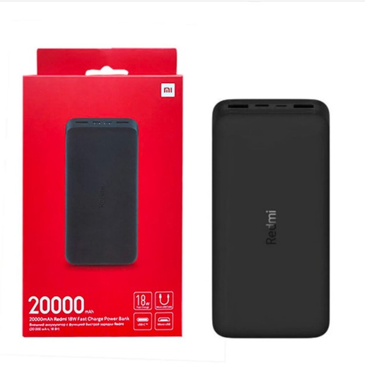 XIAOMI - Power Bank Xiaomi Redmi 20000mha 18W Carga Rápida - NEGRO