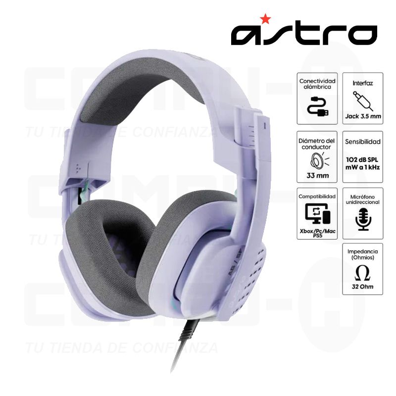 LOGITECH - Audífono Astro A10 Gen2 para Pc Mac Ps5 Xbox Switch Lila
