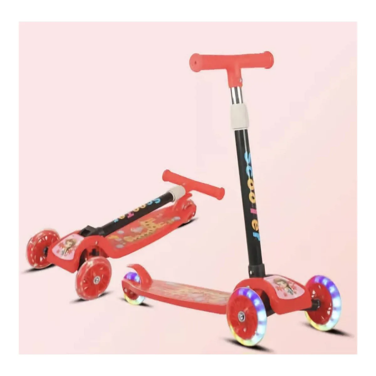 GENERICO - Scooter Infantil Niños Luces Rojo