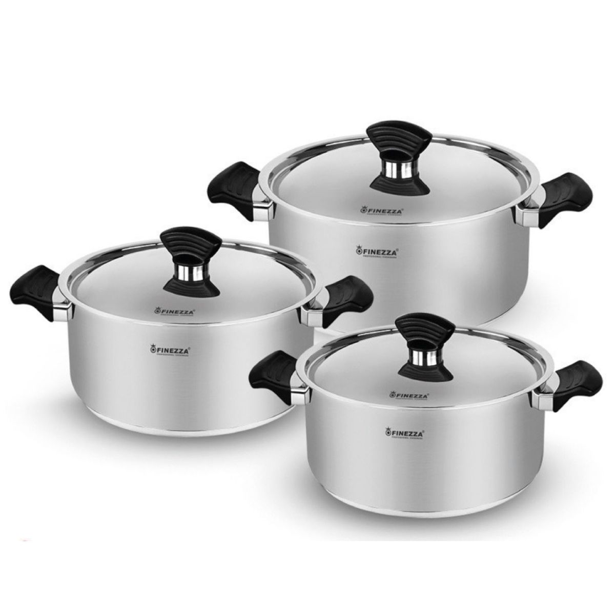 FINEZZA - Juego de ollas Finezza Daisy FZ 1042TS Acero Inox 3, 4 y 5,5 Litros