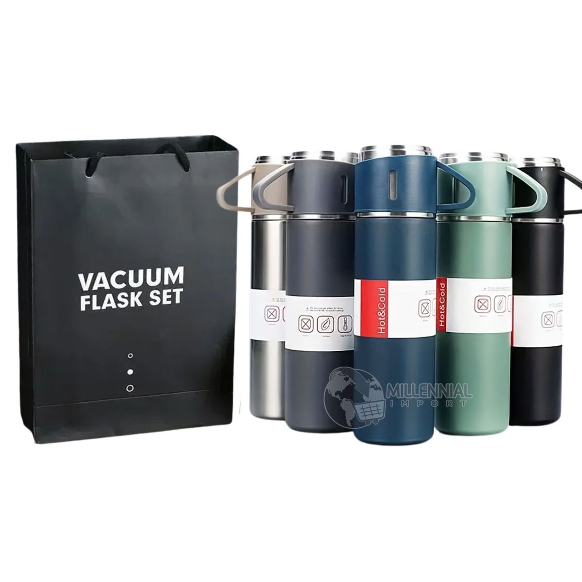 GENERICO - Termo con Tazas Regalo color Aleatorio Set x 4 pz