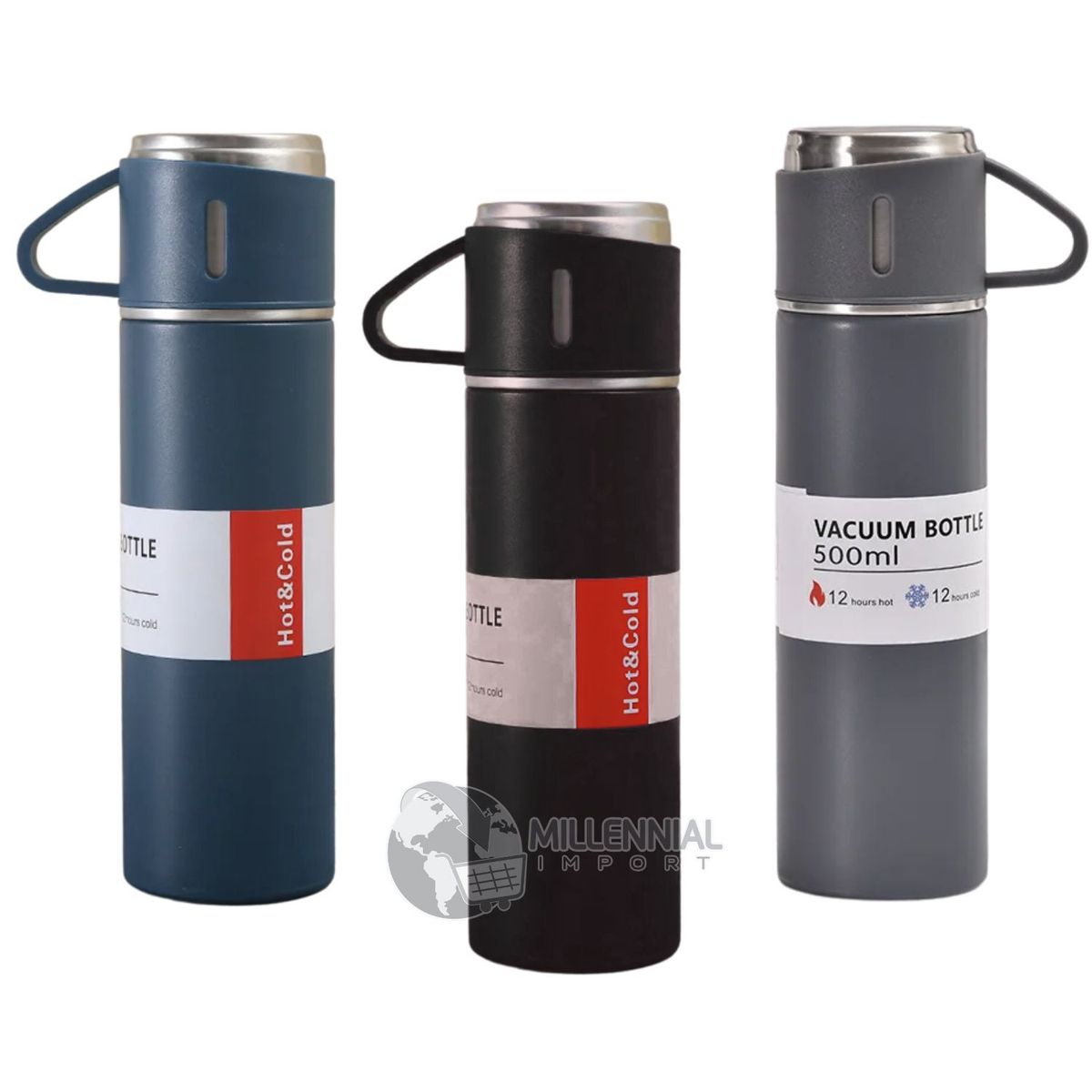 GENERICO - Termo con 3 Tazas de 500 ml con Botón Push  para Oficina color Hombre