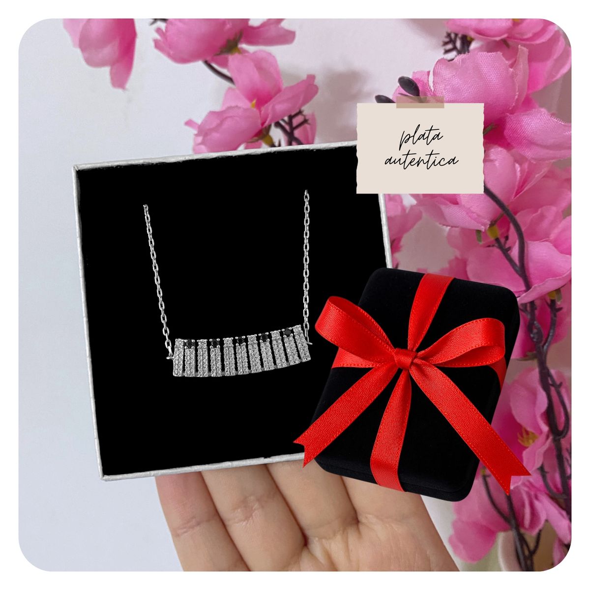 GENERICO - Pulsera Mujer Plata 925 Circonitas Negras Blancas Regalo Novia Navidad