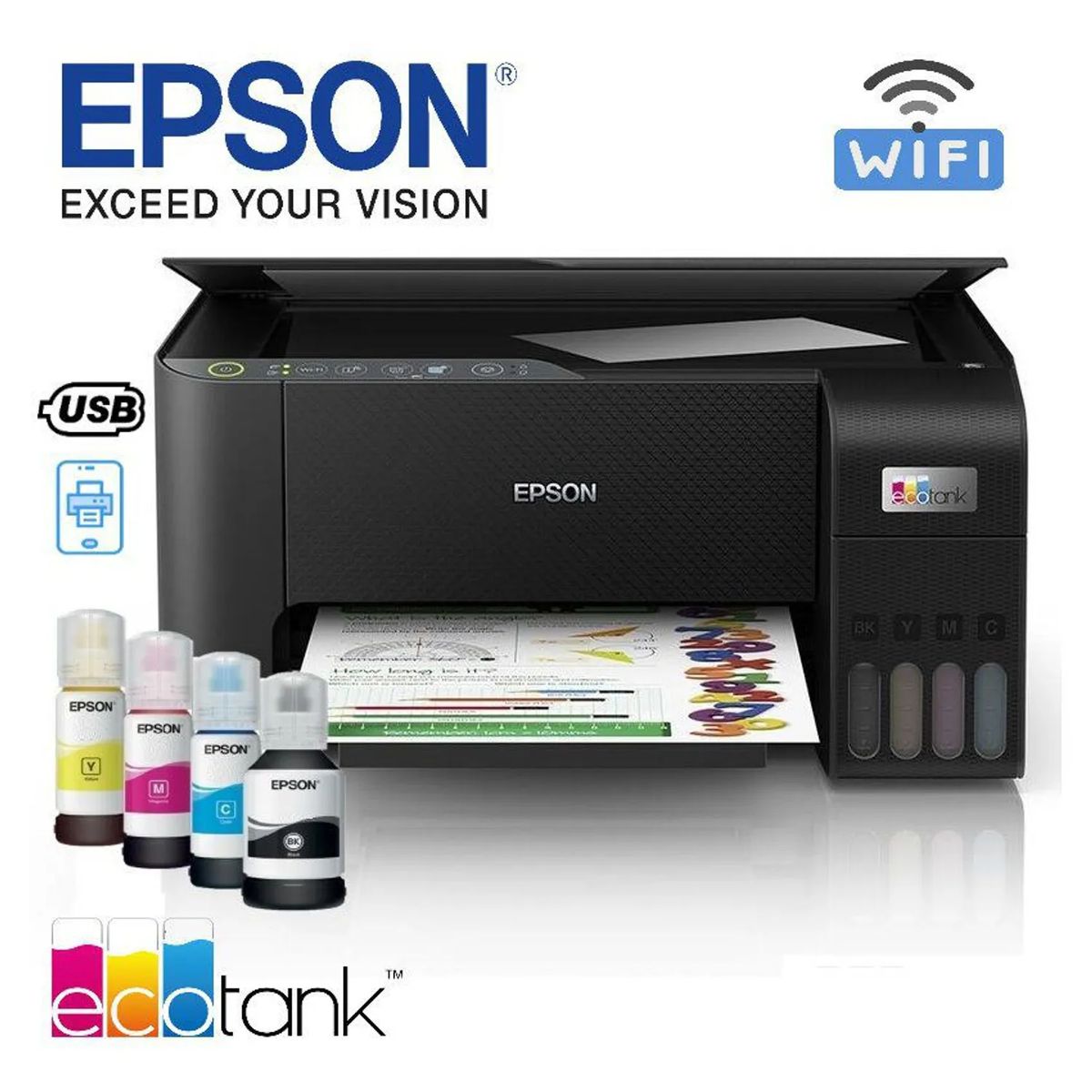 EPSON - Impresora Epson Ecotank L3250 Multifuncional Wifi USB