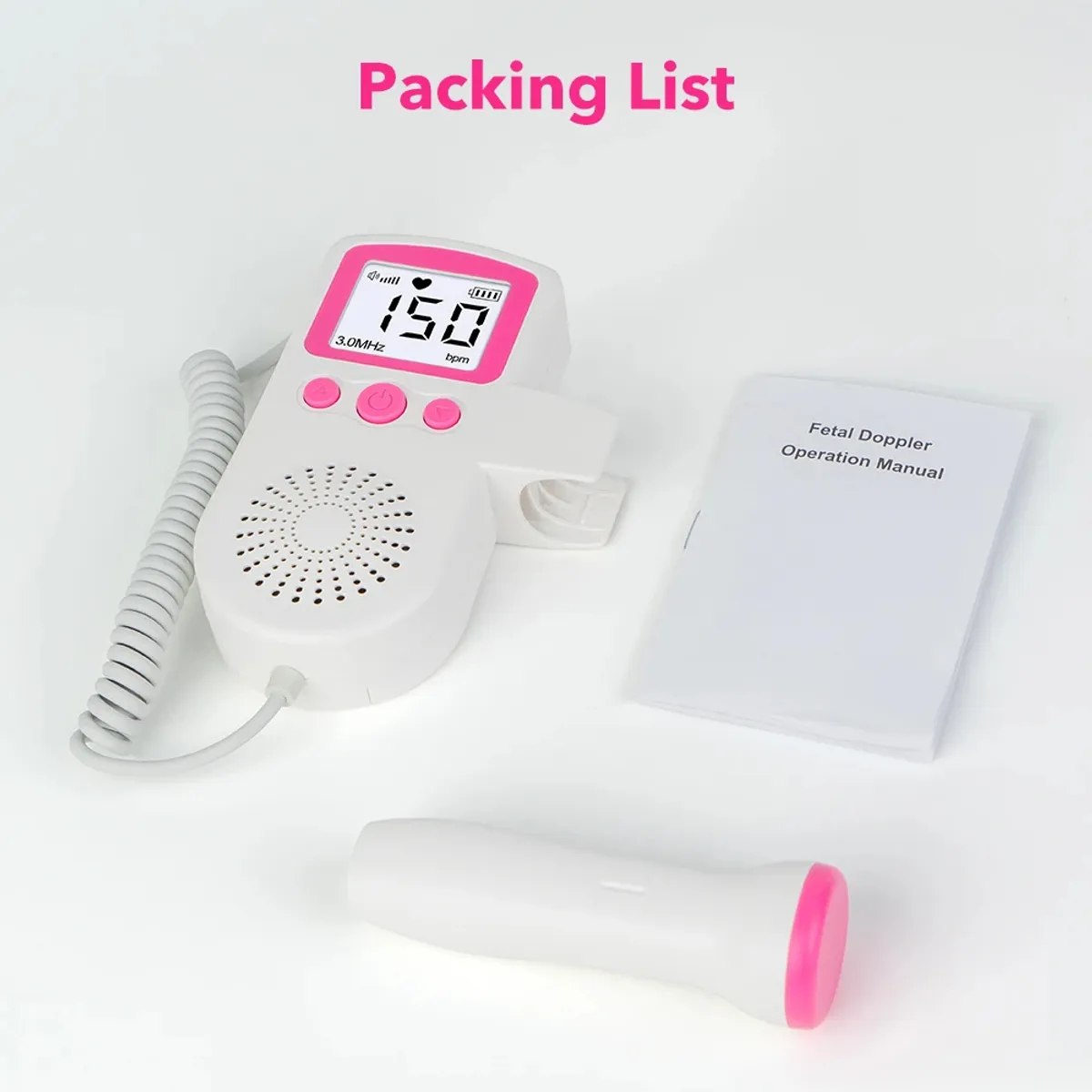 GENERICO - Doppler Fetal ritmo cardiaco prenatal embarazo bebe T501 - Rosado - Hosal