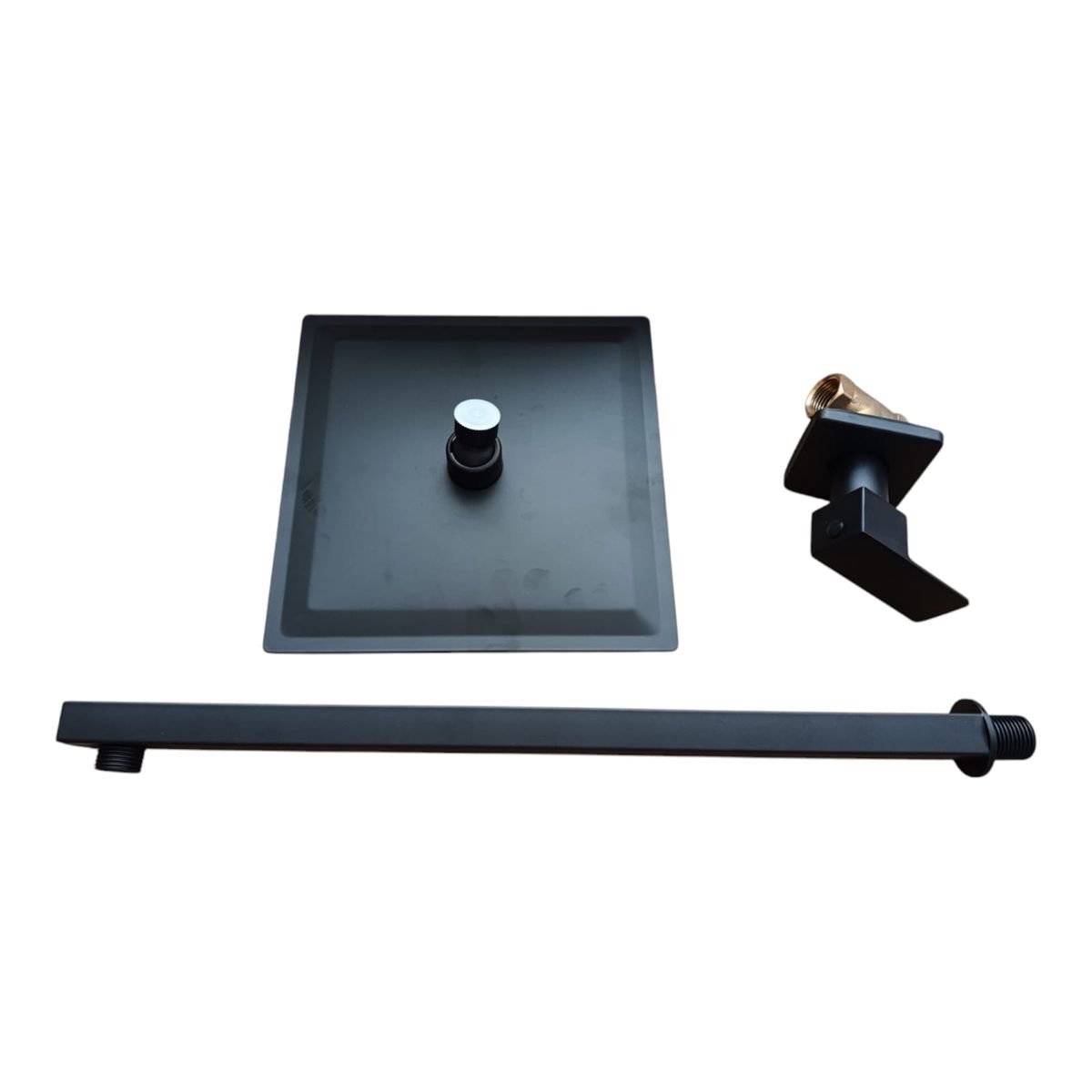 GENERICO - COMBO Set Llave de Ducha + Cabezal Ducha 20cm Acero Negro Mate