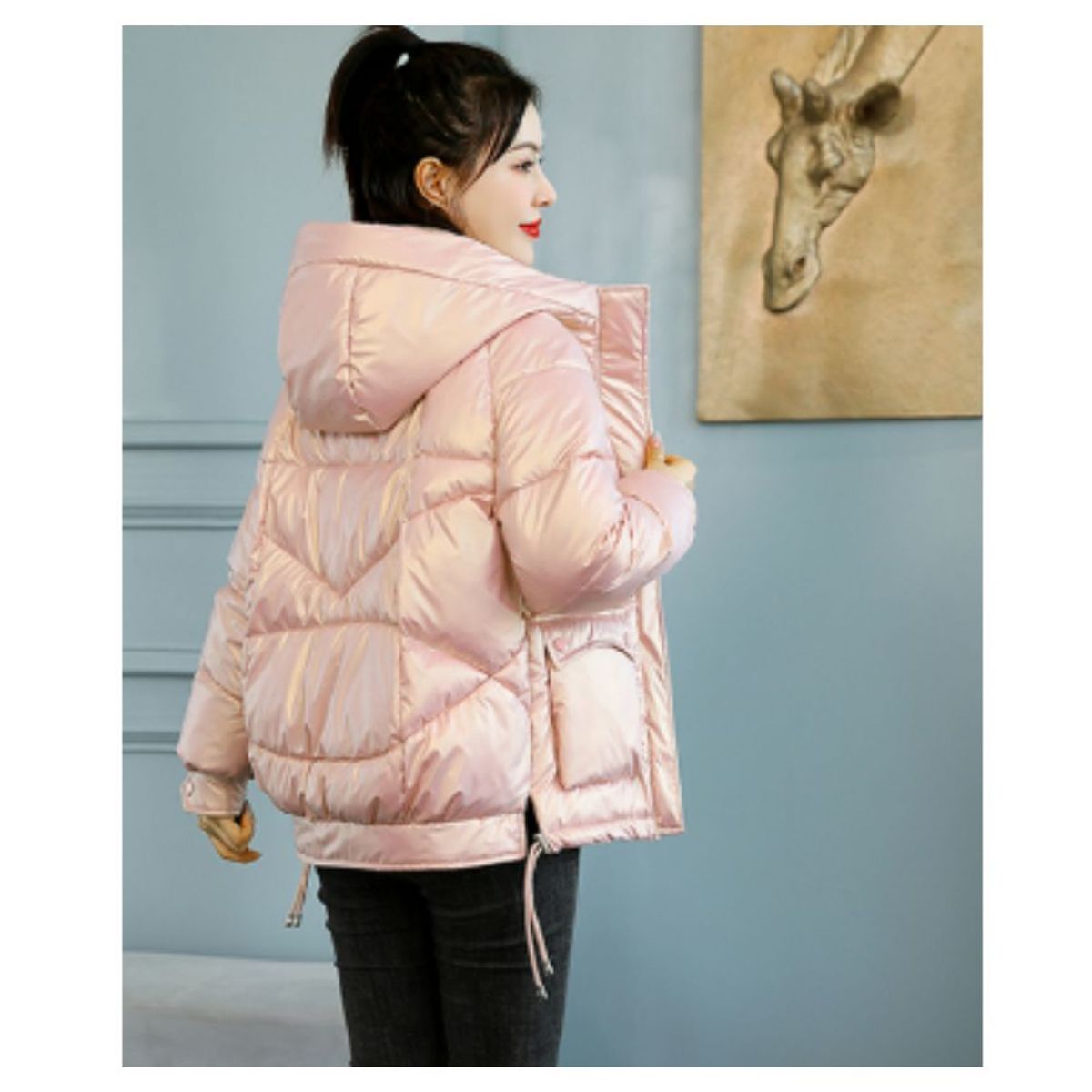 GENERICO - Casaca Abrigo Acolchada Mujer High Quality Holografico tipo Puffer