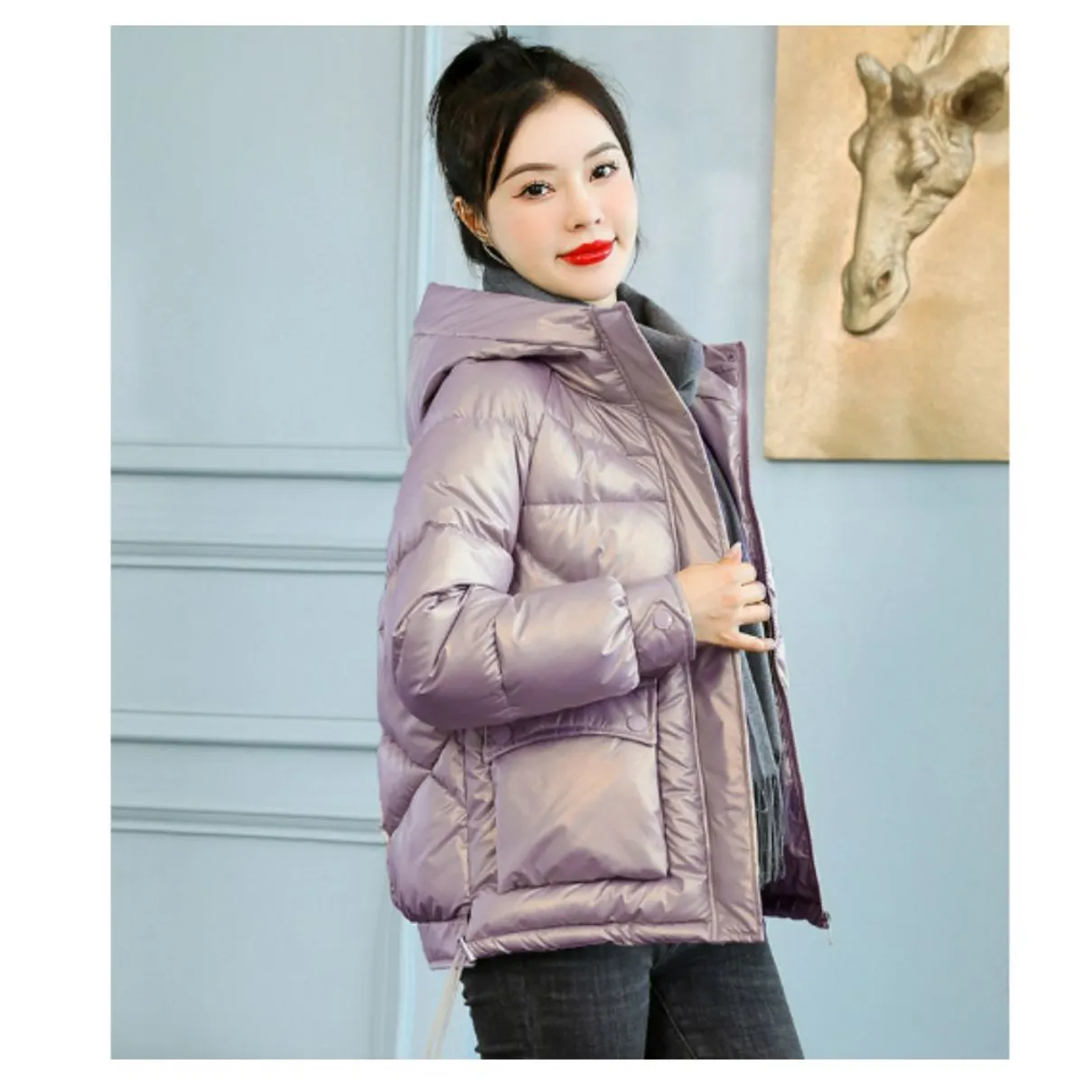 GENERICO - Casaca Abrigo Acolchada Mujer High Quality Holografico tipo Puffer
