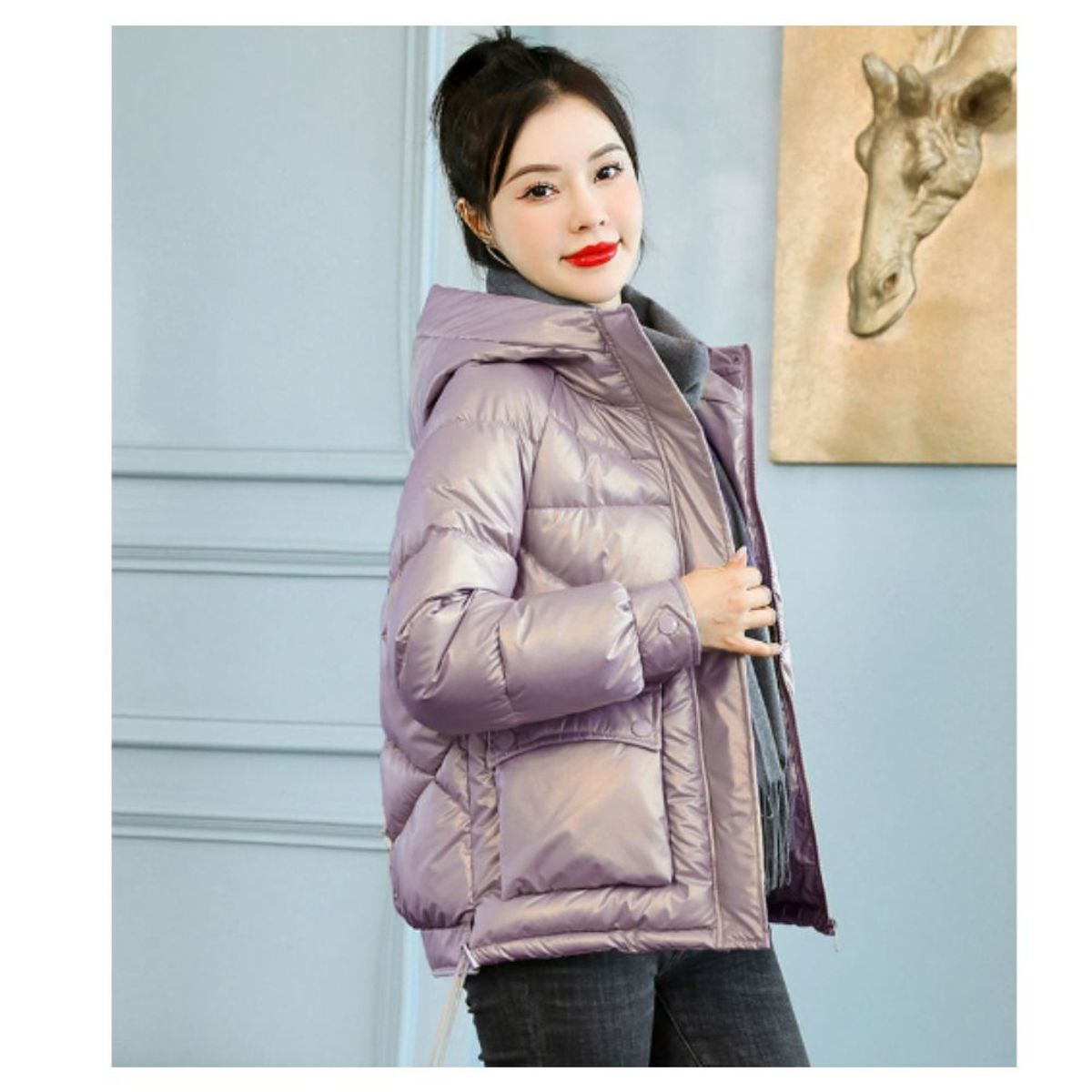 GENERICO - Casaca Abrigo Acolchada Mujer High Quality Holografico tipo Puffer