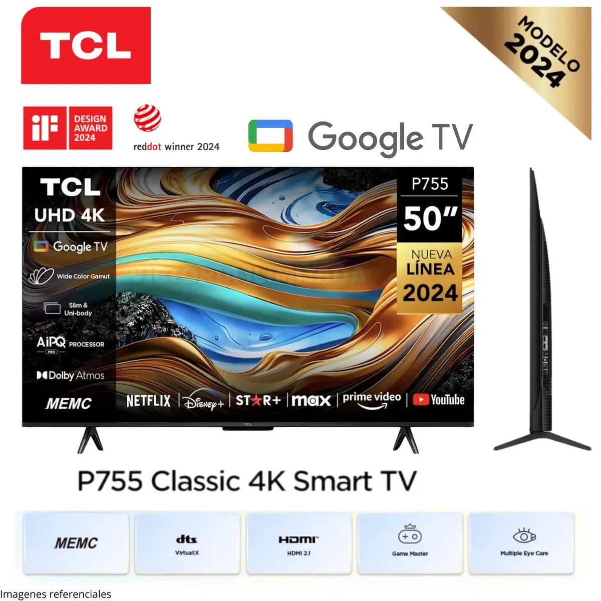 TCL - Televisor Smart TCL 50 UHD 4K 50P755 Nuevo Modelo - Negro