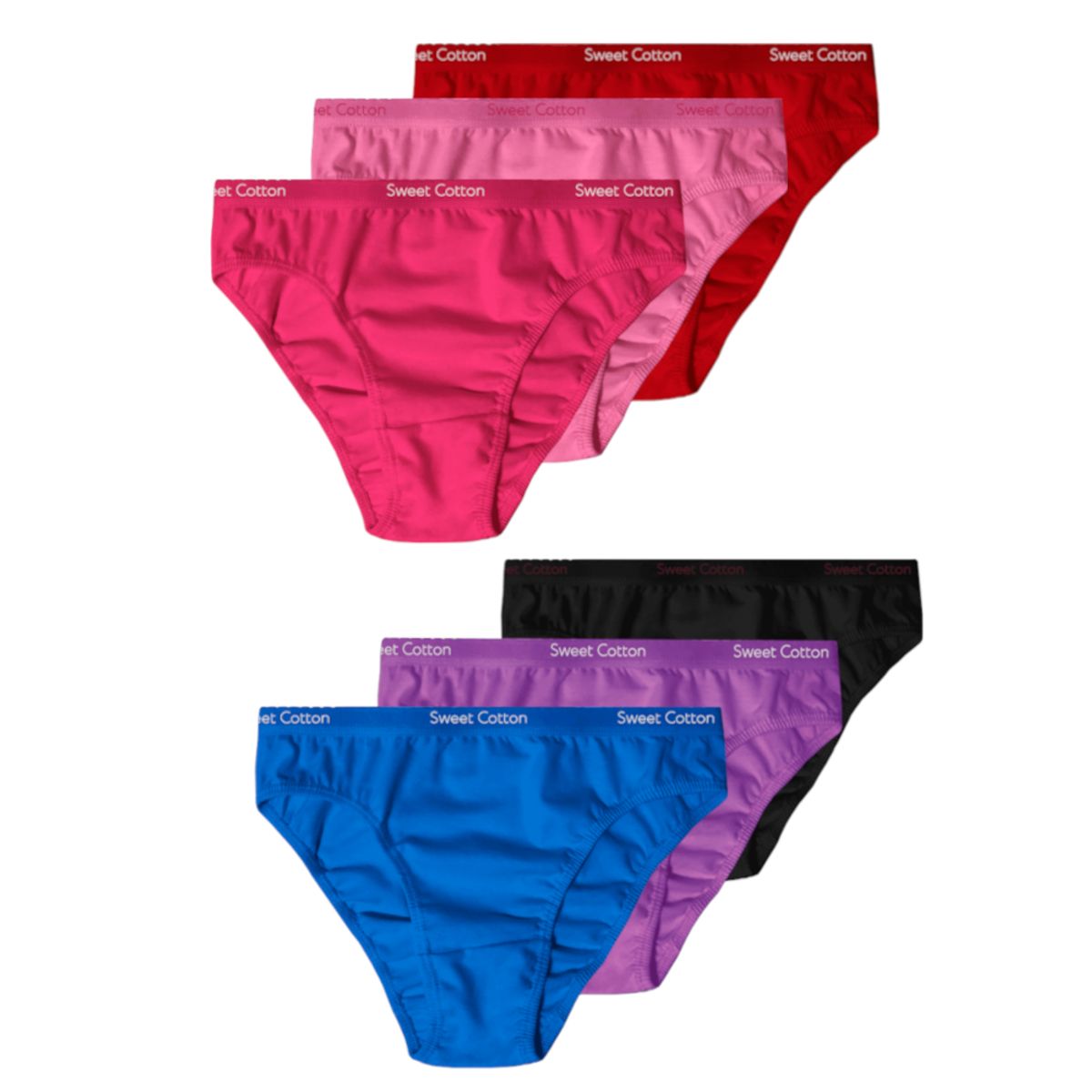 SWEET COTTON - Pack 6 Calzón Mujer Sweet Cotton 100% Algodón