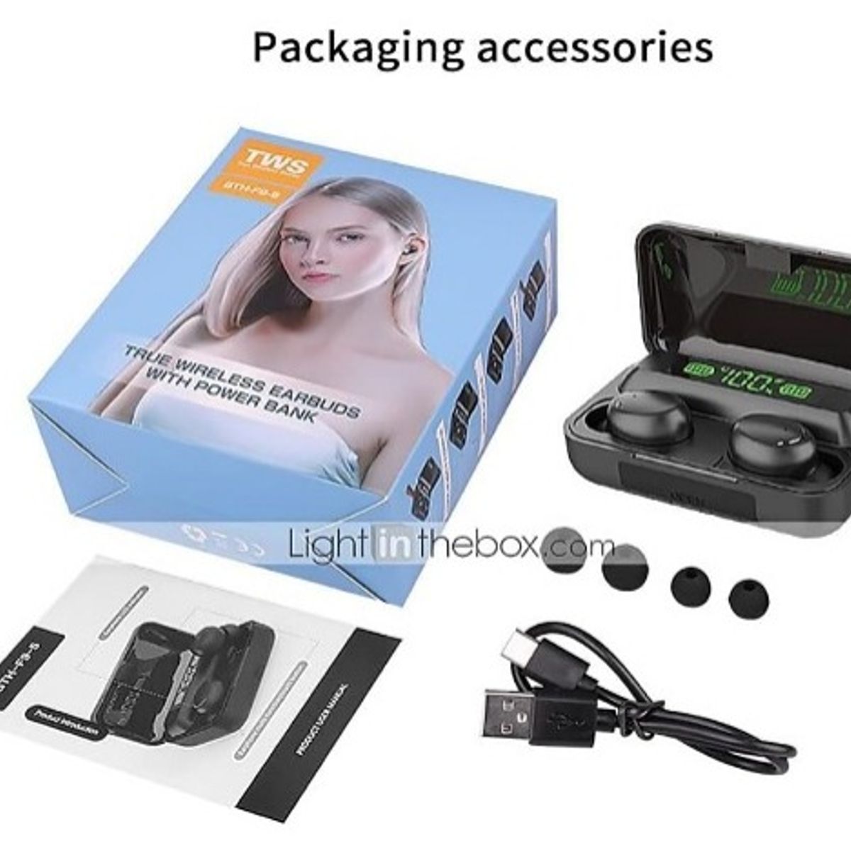 GENERICO - Audífonos True Wireless Bluetooth inalámbrico negro