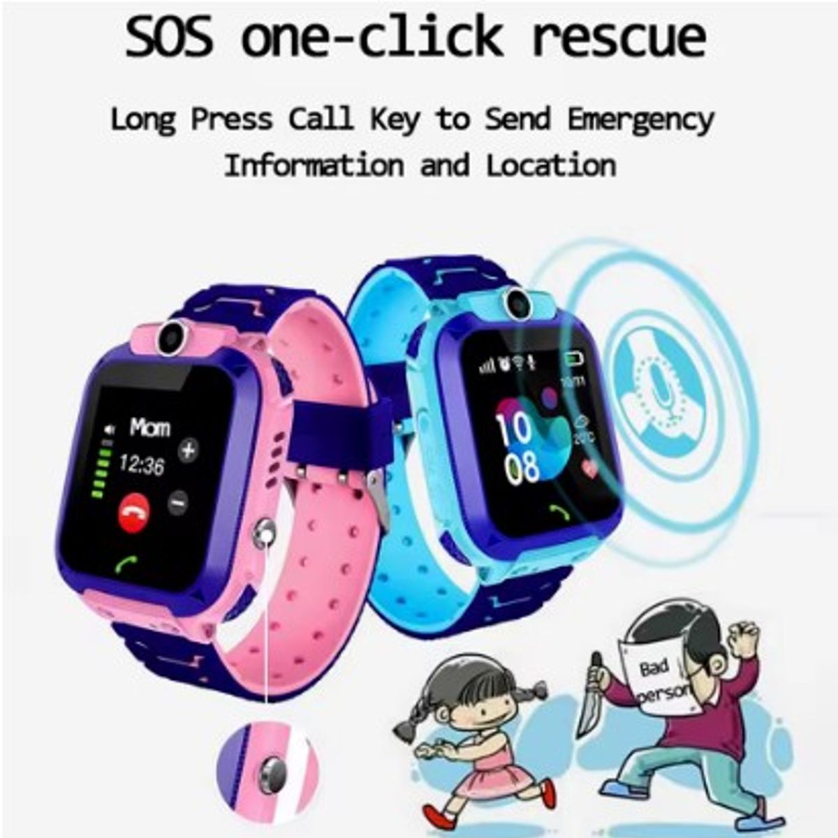 GENERICO - SMARTWATCH PARA NIÑOS Q12, PANTALLA HD 320 X 240 GPS, FUNCION SOS