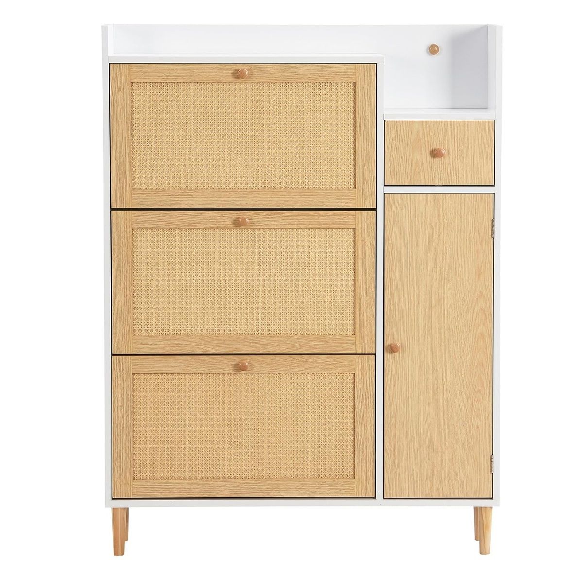 R&R MUEBLES - Zapatera Recibidor Nordico Salang BlancoNatural R&R MUEBLES