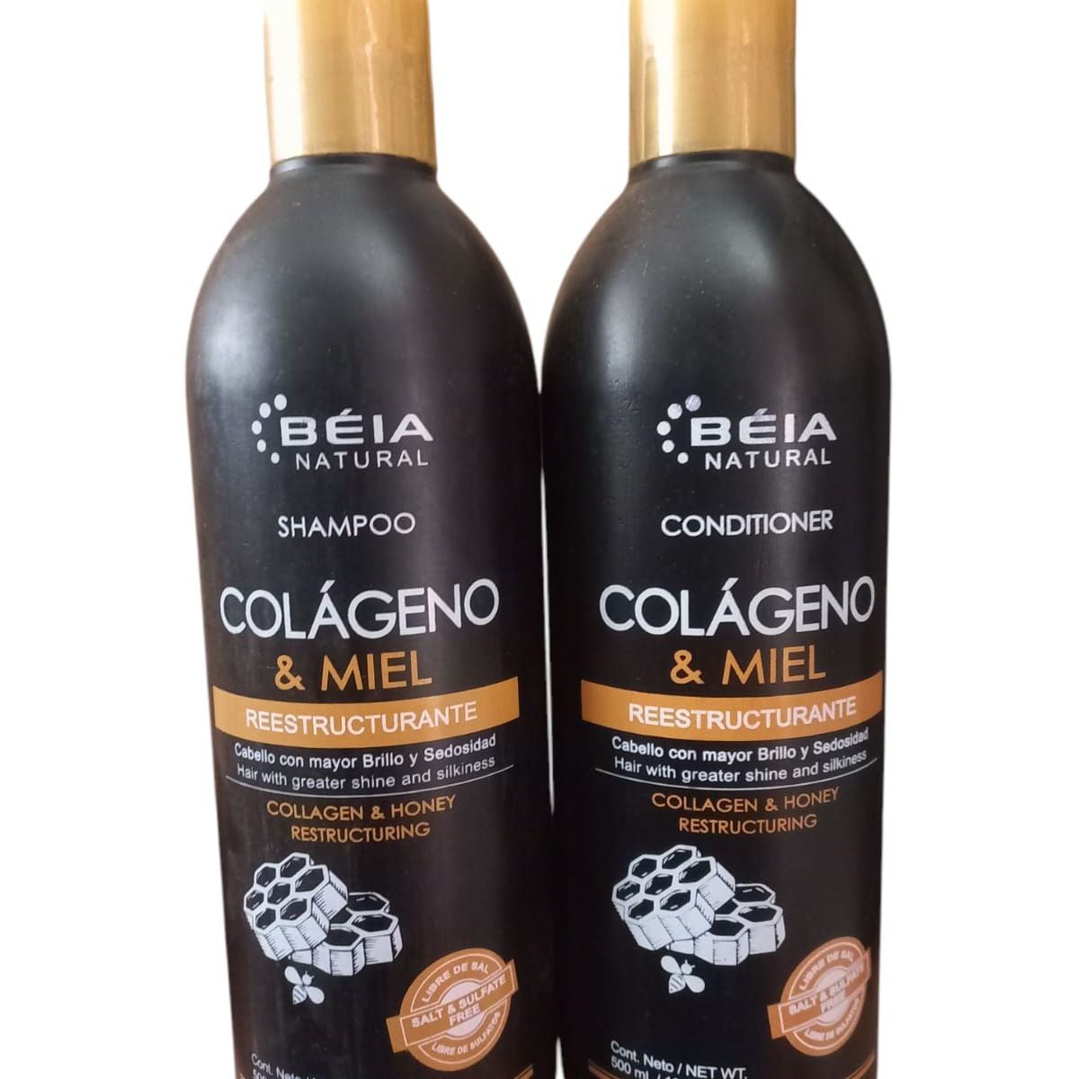 GENERICO - SHAMPOO Y ACONDICIONADOR COLÀGENO Y MIEL 500ML BEIA LIBRE DE SAL Y SULFATOS