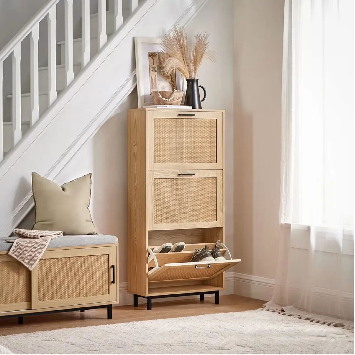 R&R MUEBLES - Zapatera Nordica Duck 3 Puertas Natural R&R MUEBLES