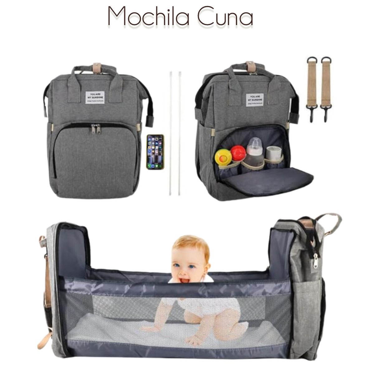 OEM - MOCHILA  PAÑALERA PARA BEBE CON CAMBIADOR 3 EN 1