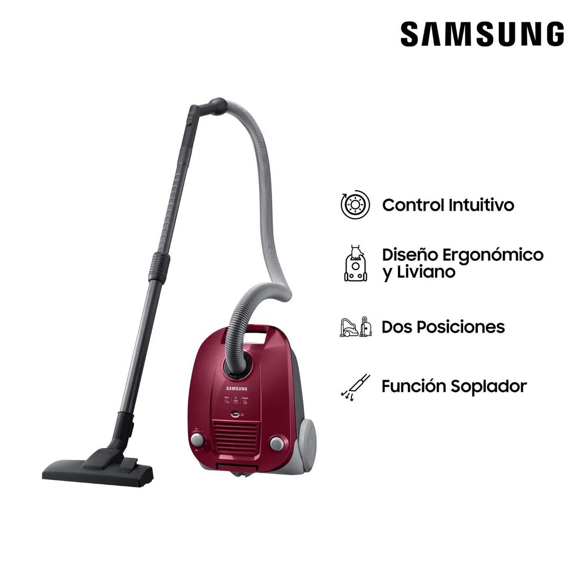 SAMSUNG - Aspiradora Samsung con 2000 W de Poder de Succión VCC4190V3E Vino Rubí