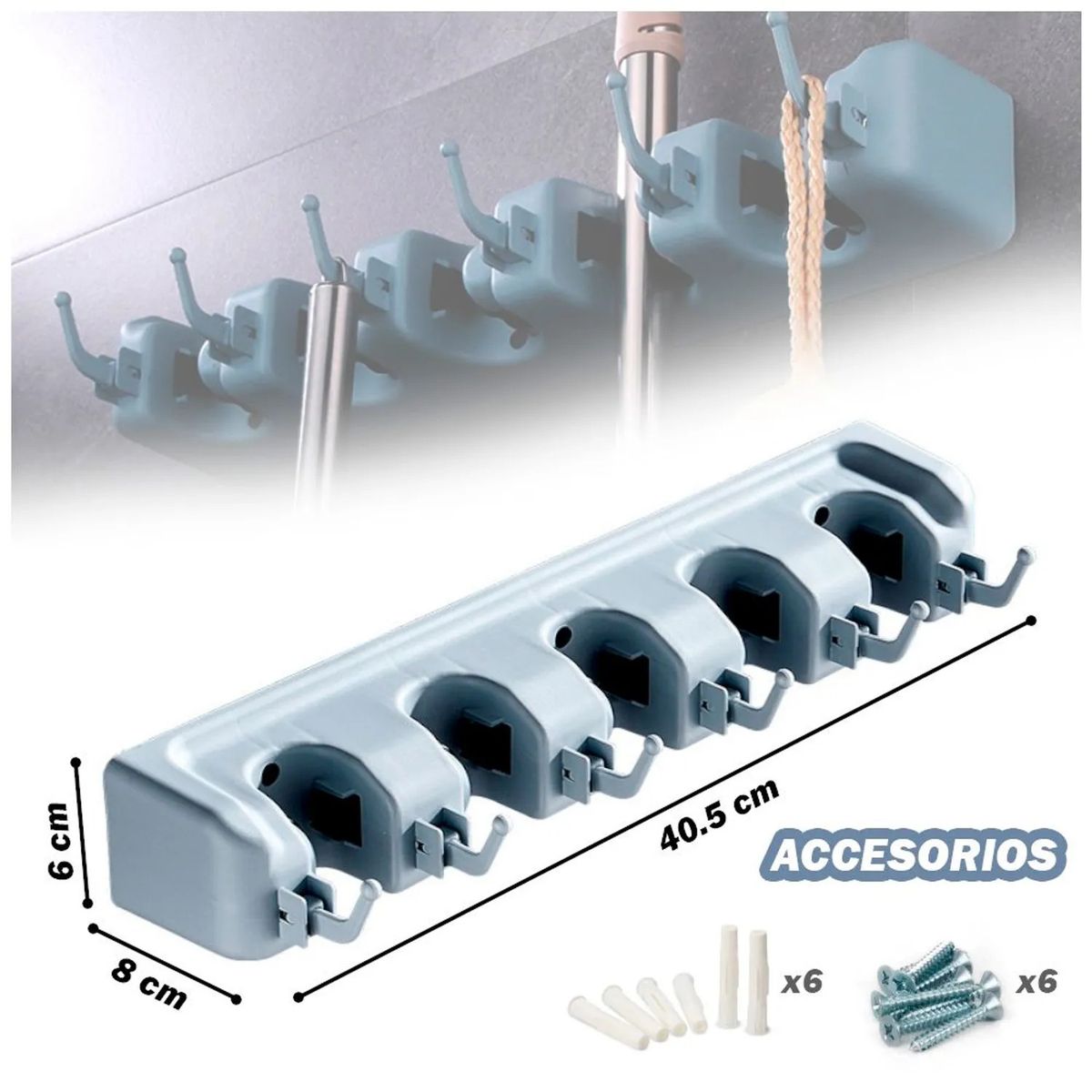 OEM - Organizador De Escobas con 5 espacios Resistente