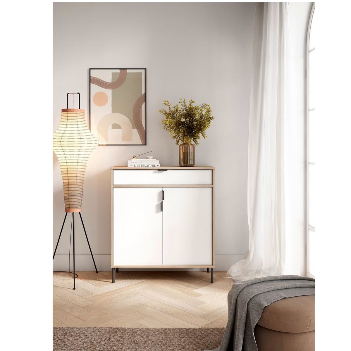 R&R MUEBLES - Zapatera Recibidor Nordico Iseul RovereBlanco R&R MUEBLES