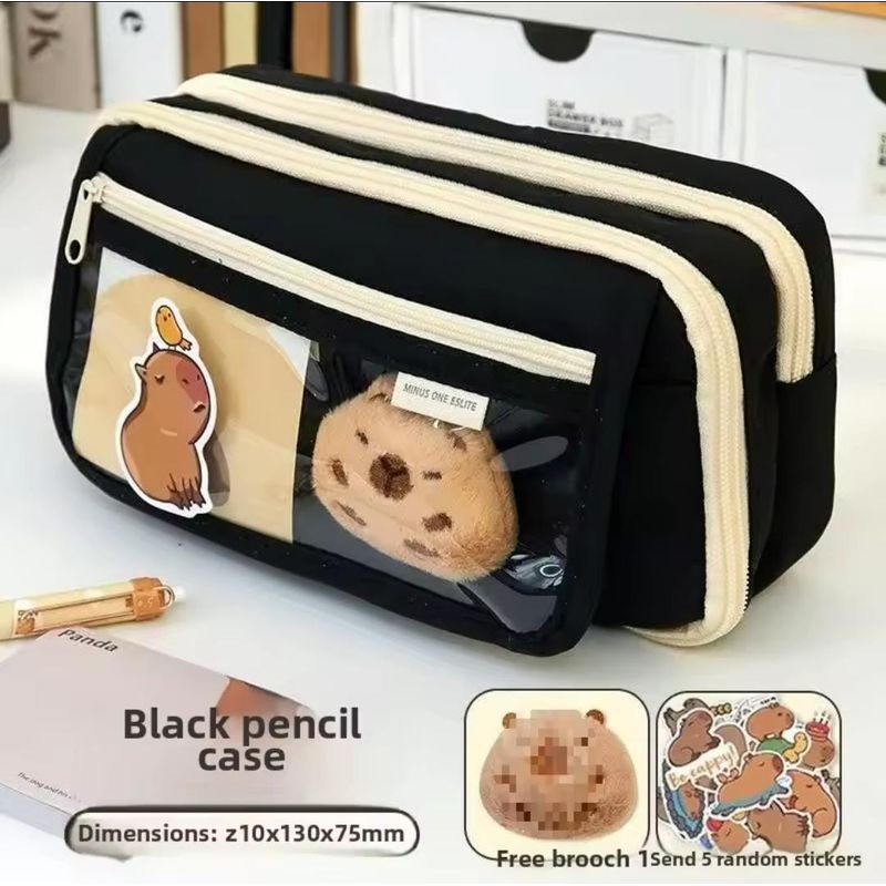 GENERICO - ESTUCHE NEGRO - CARTUCHERA MULTIFUNCIÓN MODELO CAPIBARA