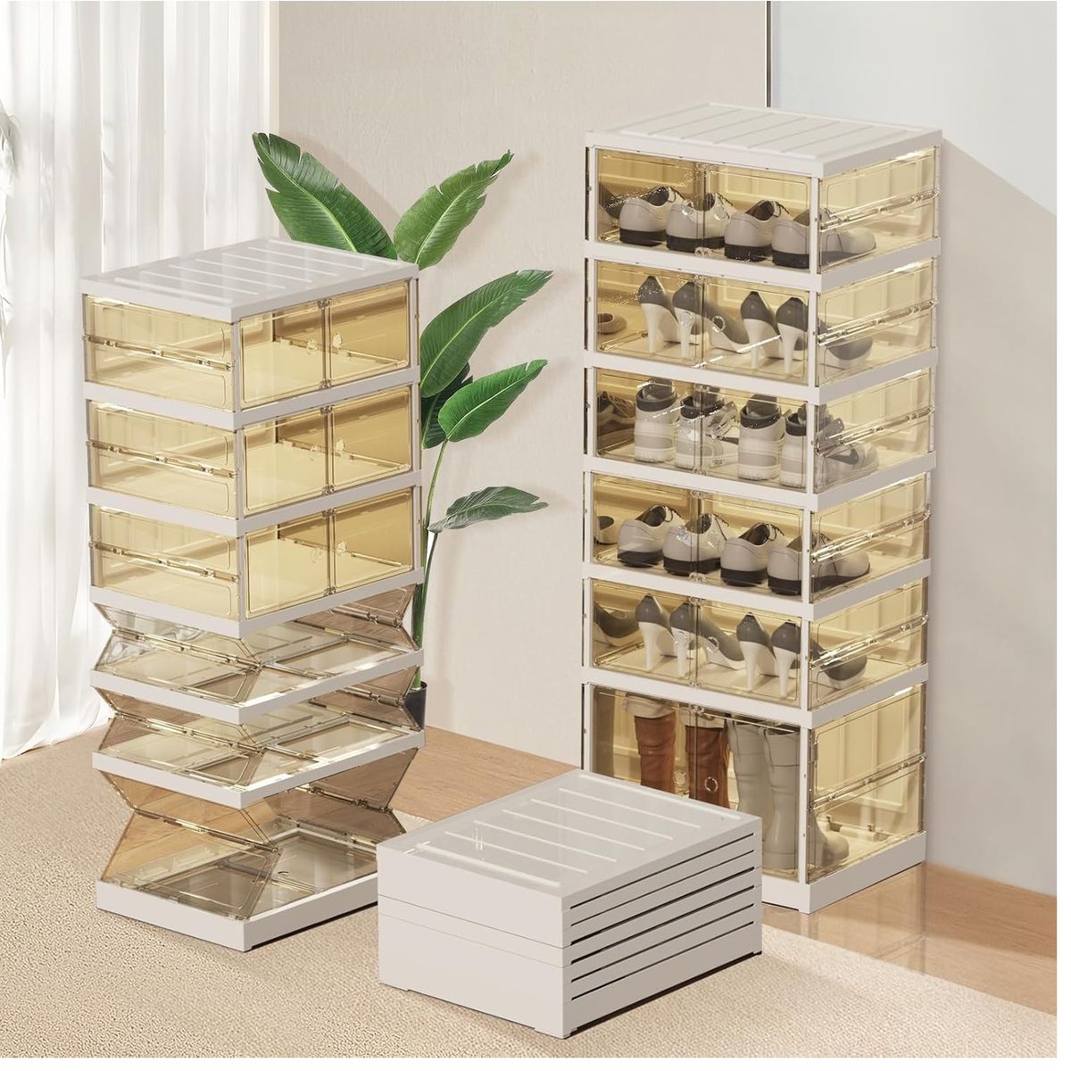 GENERICO - Organizador de Zapatos Plegable de 6 Niveles 12 Pares con Tapa