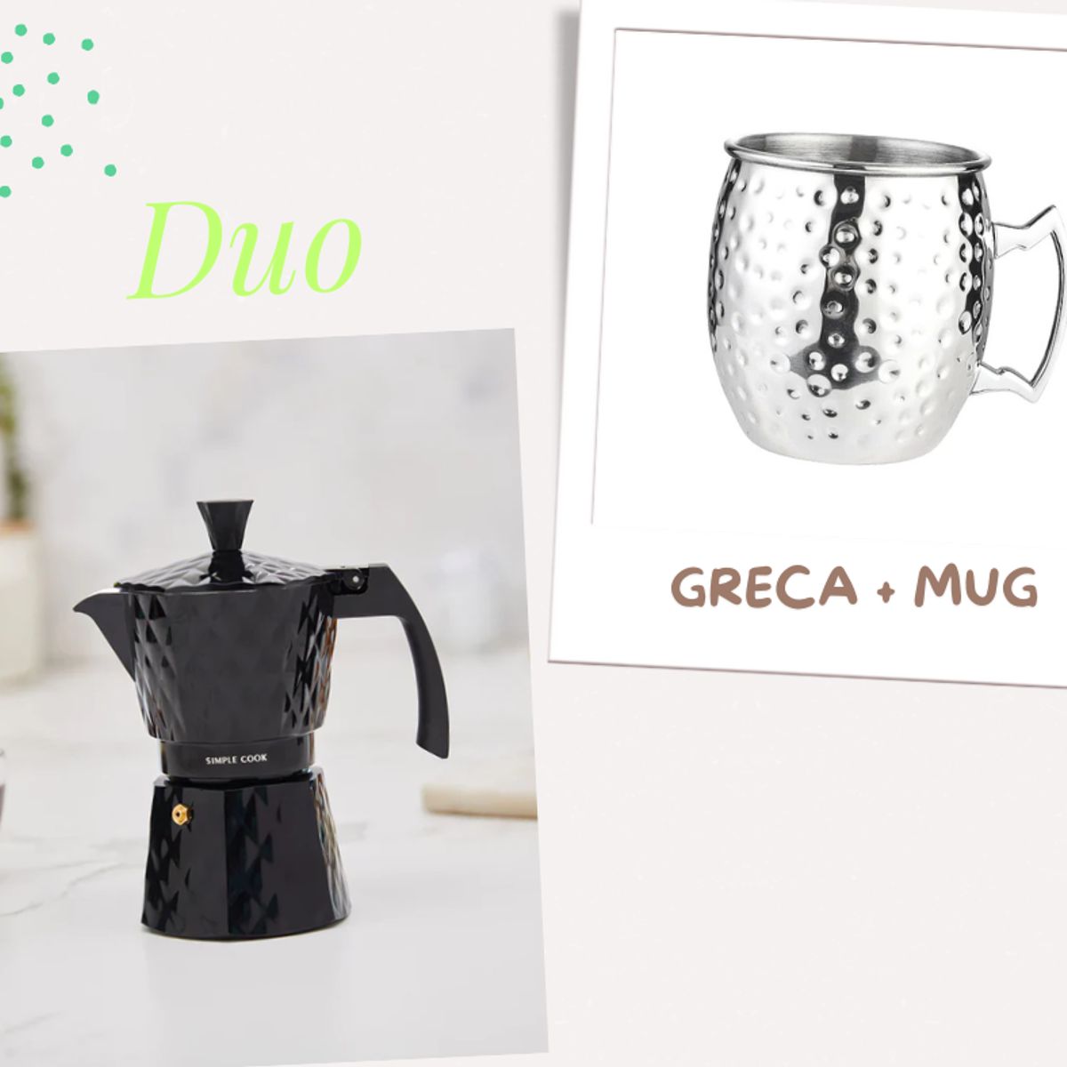 GENERICO - Dúo Moka italiana 6tz + taza cobre