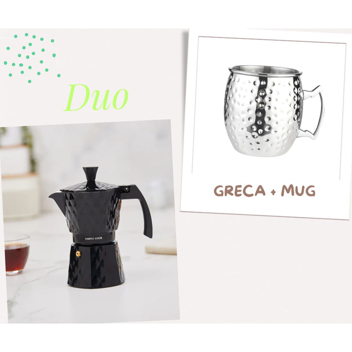 GENERICO - Dúo Moka italiana 6tz + taza cobre