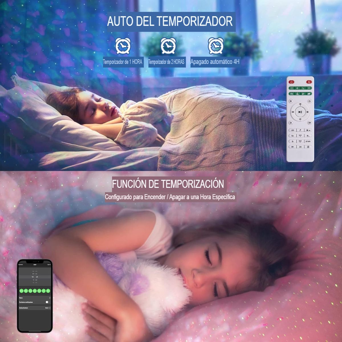 GENERICO - PROYECTOR LAMPARA LUCES BOREALES PARLANTE SONIDOS RELAJANTES ADORNO CONTROL Y TEMPORIZADOR